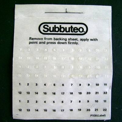 Original SUBBUTEO adhesive numbers