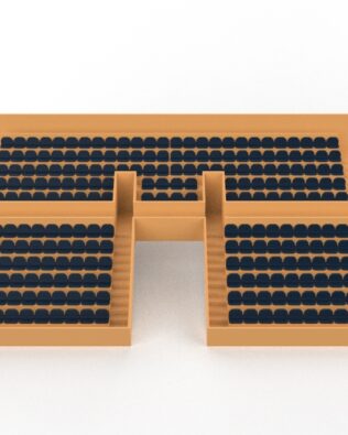 254 rounded seats for the Vintage Subbuteo two-story stand (tunnel version). - Steel blue