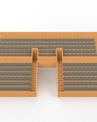 254 rounded seats for the Vintage Subbuteo two-story stand (tunnel version). - Grey