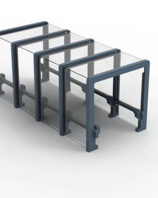 Square tunnel for team exit for Subbuteo Stands C140/61140. - Steel blue