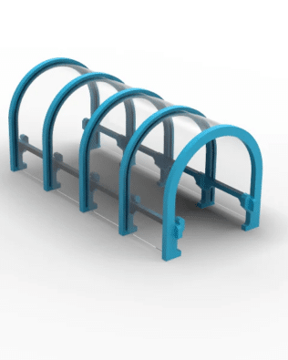 Rounded team exit tunnel for Subbuteo Stands C140/61140. - Sky blue
