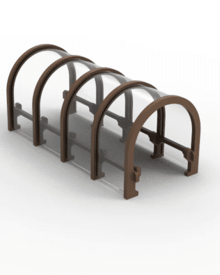 Rounded team exit tunnel for Subbuteo Stands C140/61140. - Brown