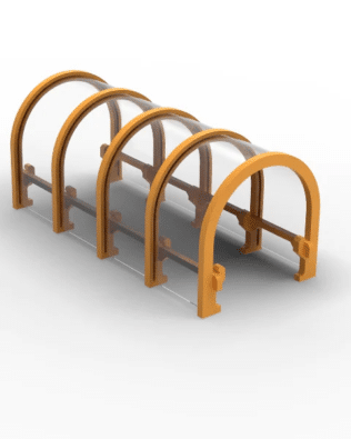 Rounded team exit tunnel for Subbuteo Stands C140/61140. - Orange
