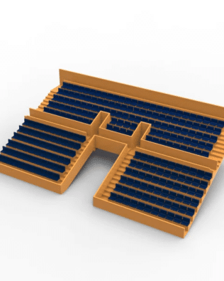 254 seats for the Subbuteo two-story stand, Tunnel Version. - Steel blue