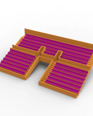 254 seats for the Subbuteo two-story stand, Tunnel Version. - Claret