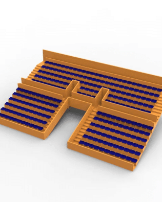 254 backless seats for the Subbuteo Tunnel Version stand. - Steel blue