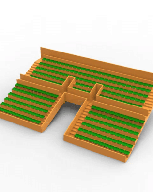 254 backless seats for the Subbuteo Tunnel Version stand. - Green
