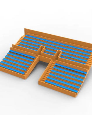 254 backless seats for the Subbuteo Tunnel Version stand. - Sky blue