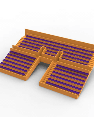 254 backless seats for the Subbuteo Tunnel Version stand. - Purple