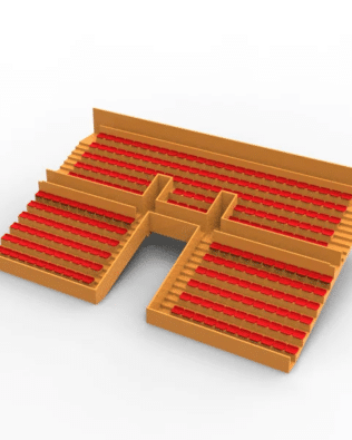 260 backless seats for the Subbuteo two-story stand (Ref 61216 and 61217). - Red