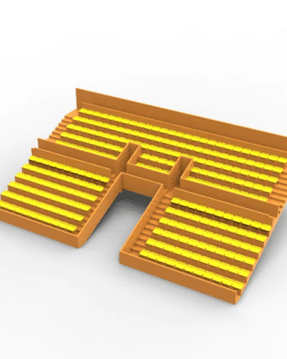 254 backless seats for the Subbuteo Tunnel Version stand. - Yellow