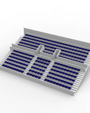 260 backless seats for the Subbuteo two-story stand (Ref 61216 and 61217). - Steel blue