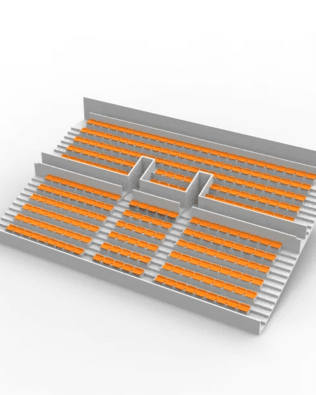 260 backless seats for the Subbuteo two-story stand (Ref 61216 and 61217). - Orange