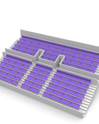27 rows of connected seats for the latest type of Subbuteo two-story stand (Ref 61216 and 61217). - Lila