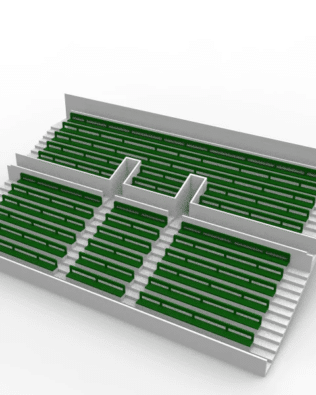 27 rows of connected seats for the latest type of Subbuteo two-story stand (Ref 61216 and 61217). - Green
