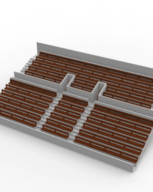 27 rows of connected seats for the two-tiered grandstand, latest SUBBUTEO type (Ref 61216 and 61217). - Brown