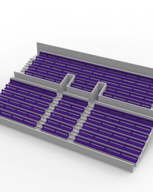 27 rows of connected seats for the Vintage Subbuteo two-story stand (Ref C141 / C142). - Purple