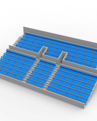 27 rows of connected seats for the two-tiered grandstand, latest SUBBUTEO type (Ref 61216 and 61217). - Sky blue