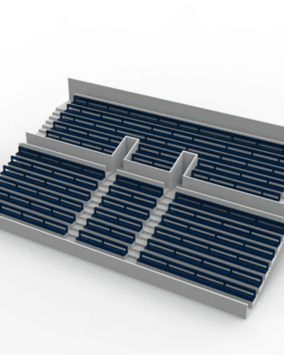 27 rows of connected seats for the two-tiered grandstand, latest SUBBUTEO type (Ref 61216 and 61217). - Steel blue