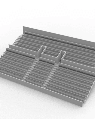 27 rows of connected seats for the Vintage Subbuteo two-story stand (Ref C141 / C142). - Grey