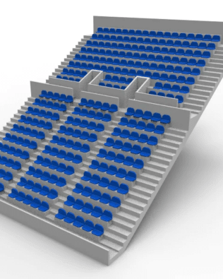 276 round seats for a Zeugo two-story stand. - Blue