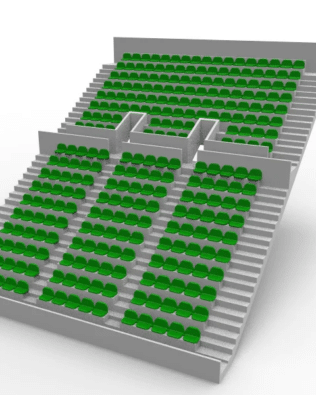 276 round seats for a Zeugo two-story stand. - Green