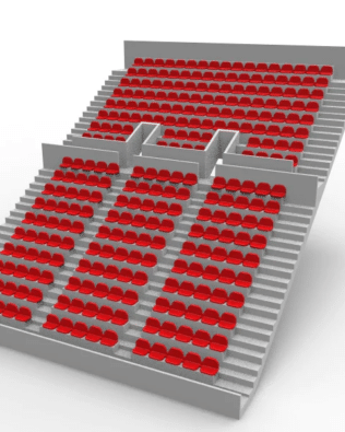 276 round seats for a Zeugo two-story stand. - Red