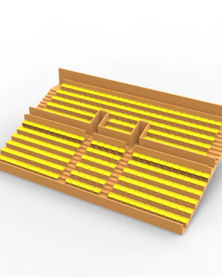 284 backless seats for the Vintage Subbuteo two-story Grandstand (Ref C141 / C142) - Yellow