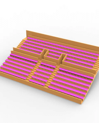 284 backless seats for the Vintage Subbuteo two-story Grandstand (Ref C141 / C142) - Lila