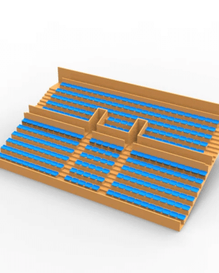 284 backless seats for the Vintage Subbuteo two-story Grandstand (Ref C141 / C142) - Sky blue