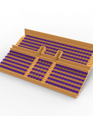 284 backless seats for the Vintage Subbuteo two-story Grandstand (Ref C141 / C142) - Purple