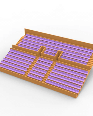 284 standard seats for the Vintage Subbuteo two-story Grandstand (Ref C141 / C142) - Purple