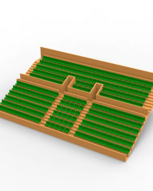 284 standard seats for the Vintage Subbuteo two-story Grandstand (Ref C141 / C142) - Green