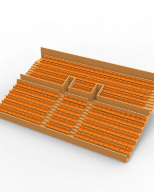 284 standard seats for the Vintage Subbuteo two-story Grandstand (Ref C141 / C142) - Orange