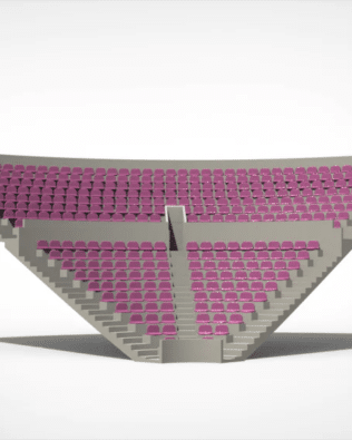 364 round seats for the Zeugo Corner Stand. - Claret
