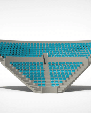 364 round seats for the Zeugo Corner Stand. - Sky blue