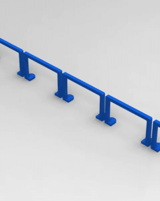Set of 10 Spectator Protection Barriers (simple version) - Steel blue