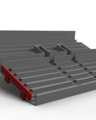 Spectator protection components for SUBBUTEO grandstand. - Red