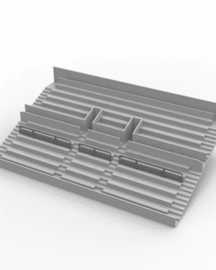 Set of 3 spectator division barriers for Subbuteo Stand. - Concrete Grey