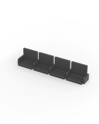4 rows of 15 EXECUTIVE seats (with backrest and armrest) for Subbuteo or Zeugo stands. - Black