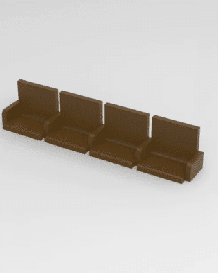 4 rows of 15 EXECUTIVE seats (with backrest and armrest) for Subbuteo or Zeugo stands. - Brown