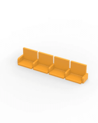 4 rows of 15 EXECUTIVE seats (with backrest and armrest) for Subbuteo or Zeugo stands. - Orange