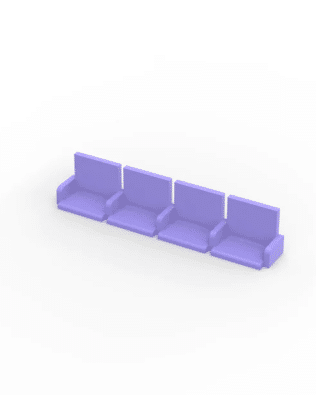 4 rows of 15 EXECUTIVE seats (with backrest and armrest) for Subbuteo or Zeugo stands. - Purple