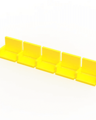 5 rows of 12 EXECUTIVE seats (with backrest and armrest) for Subbuteo or Zeugo stands. - Yellow
