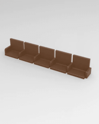 5 rows of 12 EXECUTIVE seats (with backrest and armrest) for Subbuteo or Zeugo stands. - Brown