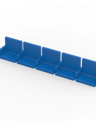 5 rows of 12 EXECUTIVE seats (with backrest and armrest) for Subbuteo or Zeugo stands. - Blue