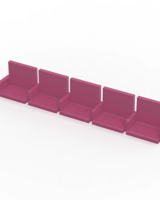 5 rows of 12 EXECUTIVE seats (with backrest and armrest) for Subbuteo or Zeugo stands. - Claret