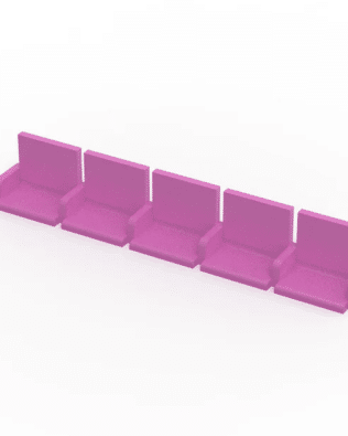5 rows of 12 EXECUTIVE seats (with backrest and armrest) for Subbuteo or Zeugo stands. - Lila