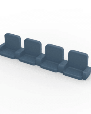 4 rows of 15 VIP seats (with backrest and armrest) for Subbuteo or Zeugo stands. - Steel blue