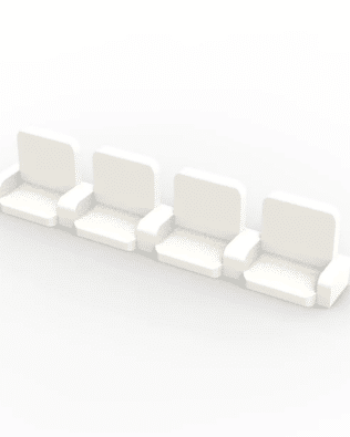 4 rows of 15 VIP seats (with backrest and armrest) for Subbuteo or Zeugo stands. - White